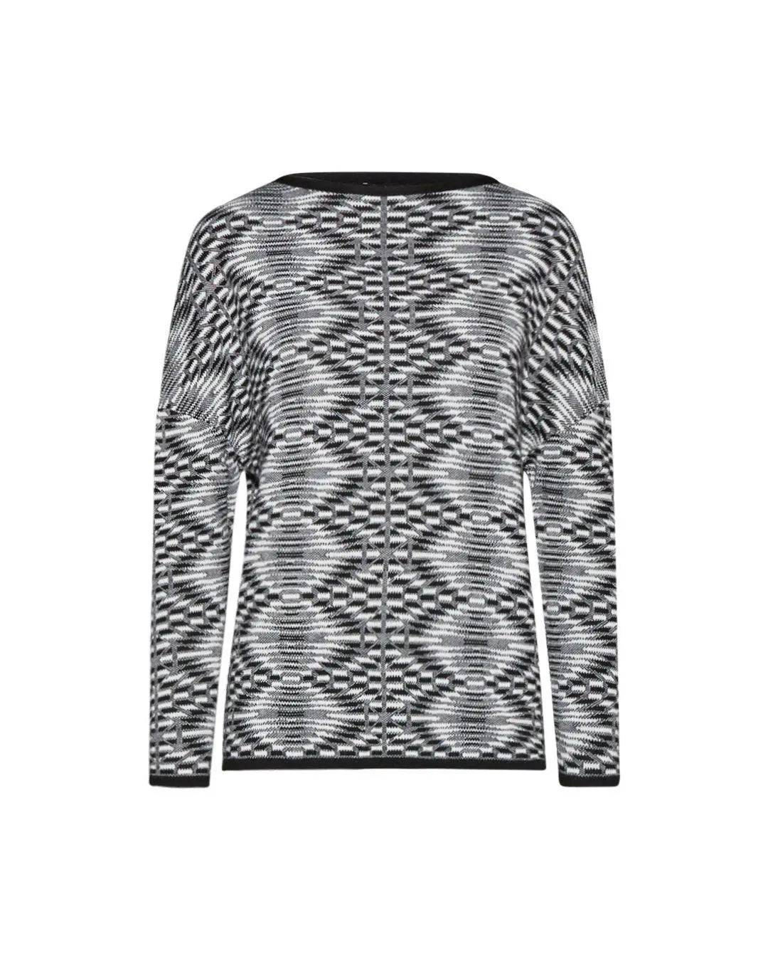 Maglia jacquard etnico BIANCO-NERO IRONICA XL