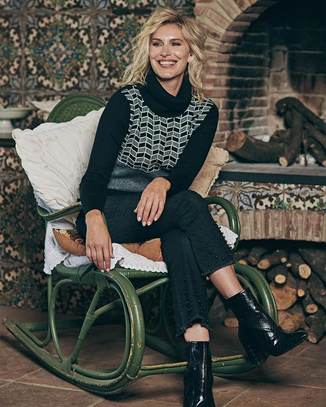 Maglia jacquard geometrico BLACK DORABELLA XL