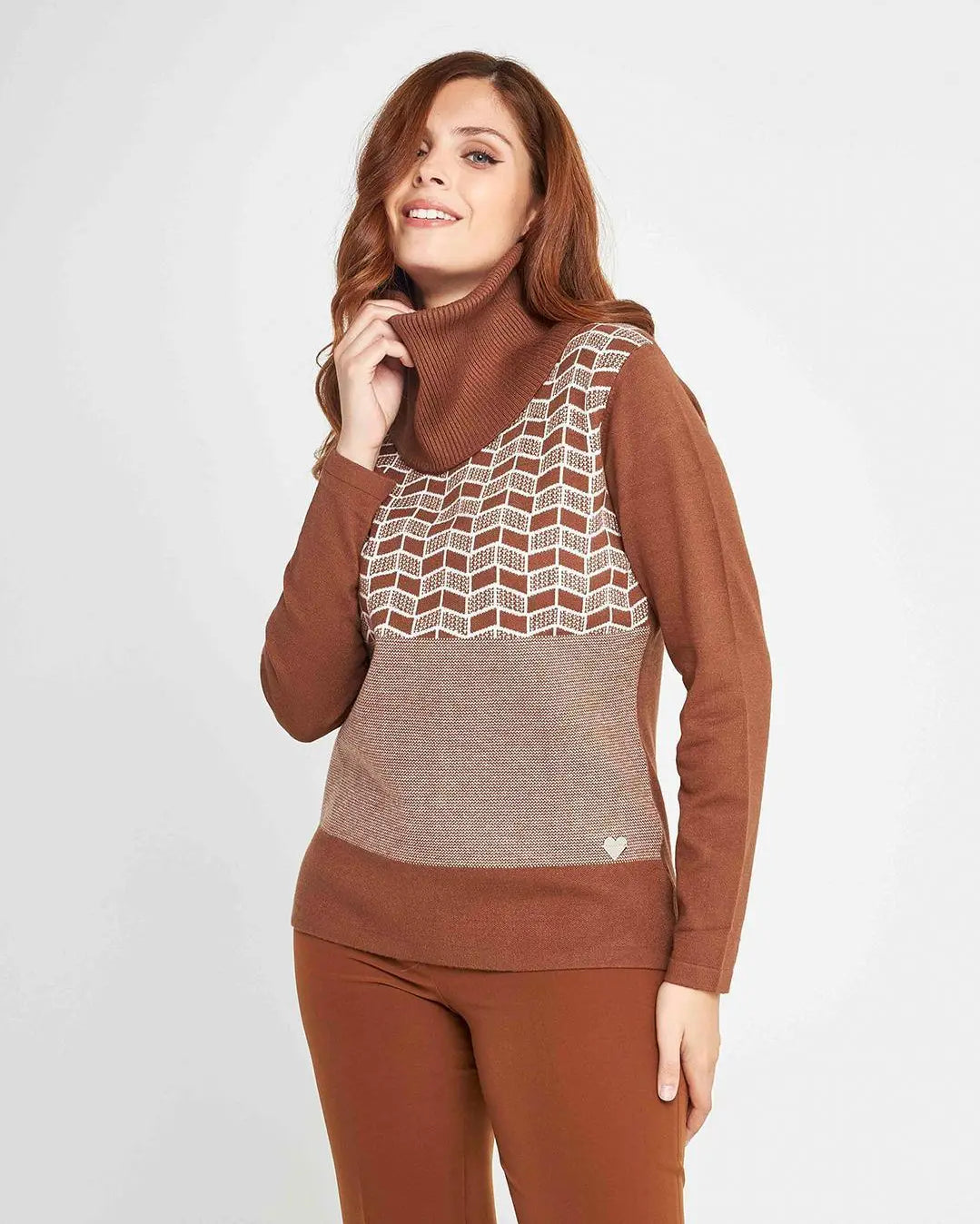 Maglia jacquard geometrico CACAO DORABELLA