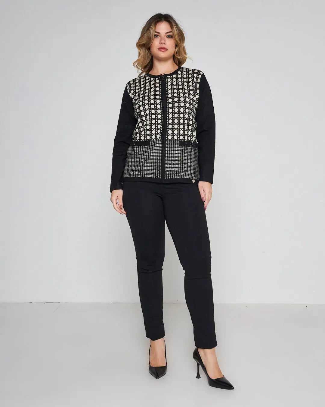 Maglia jacquard geometrico NERO DORABELLA