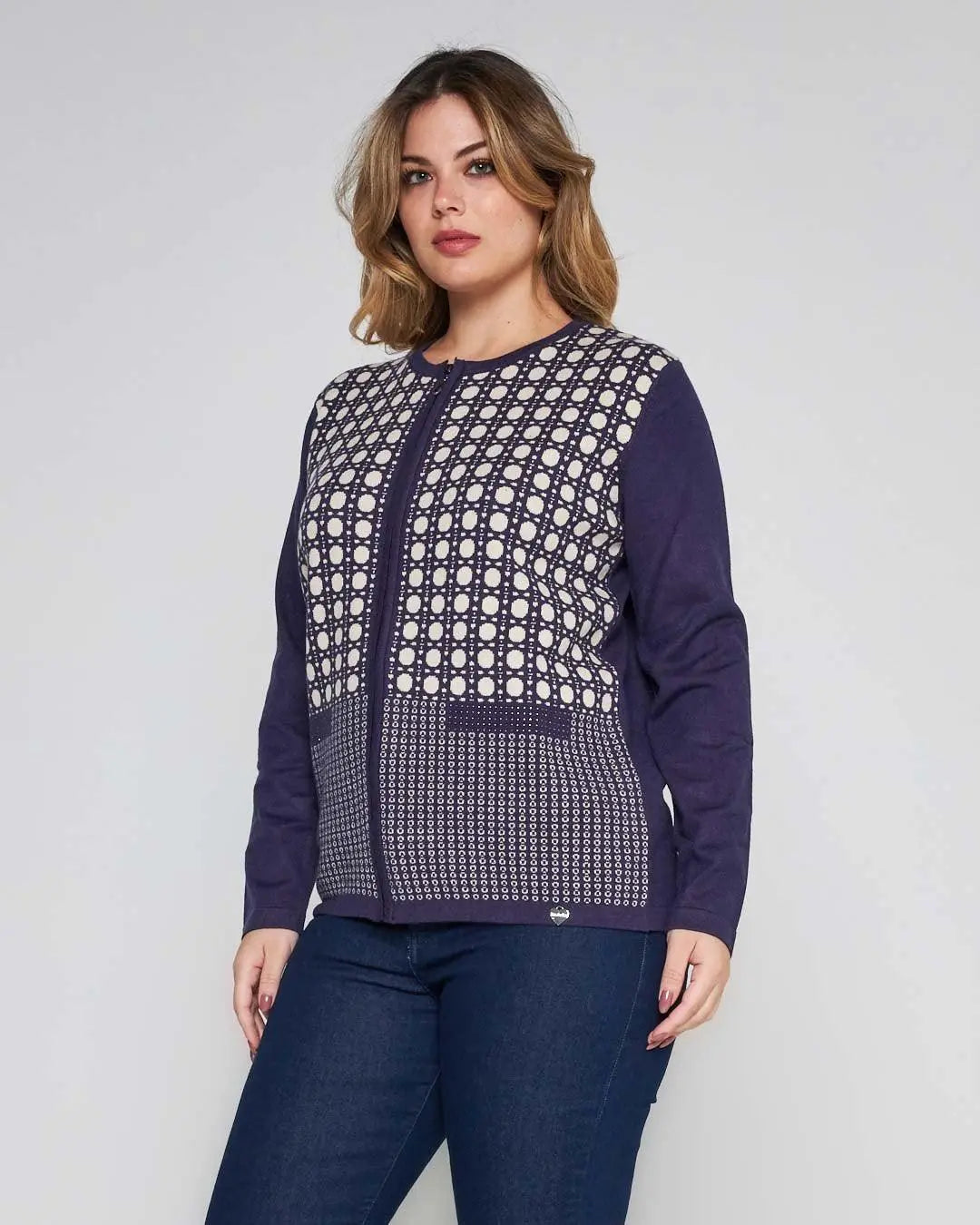Maglia jacquard geometrico VIOLA DORABELLA