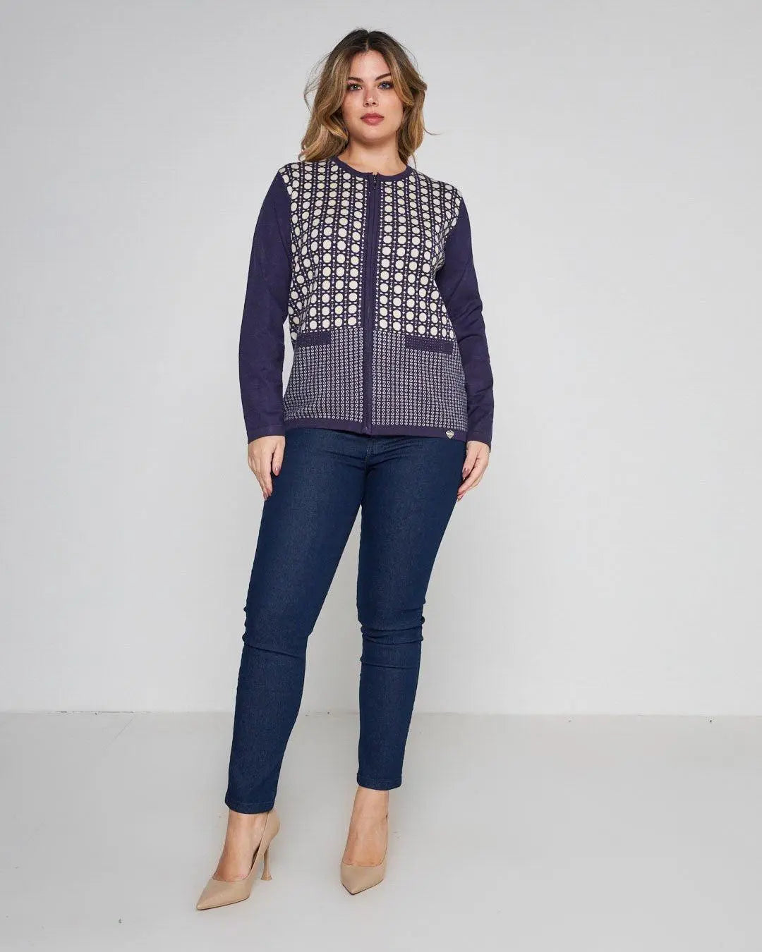 Maglia jacquard geometrico VIOLA DORABELLA