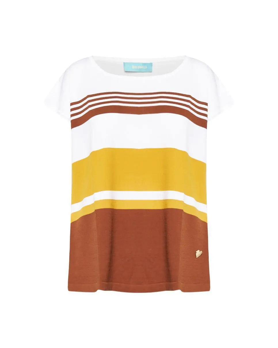 Maglia kimono WHITE-BURNT CACAO DORABELLA