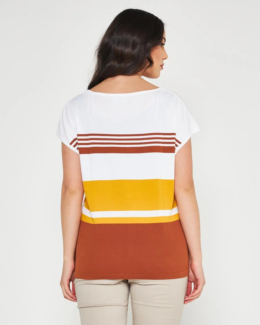 Maglia kimono WHITE-BURNT CACAO DORABELLA