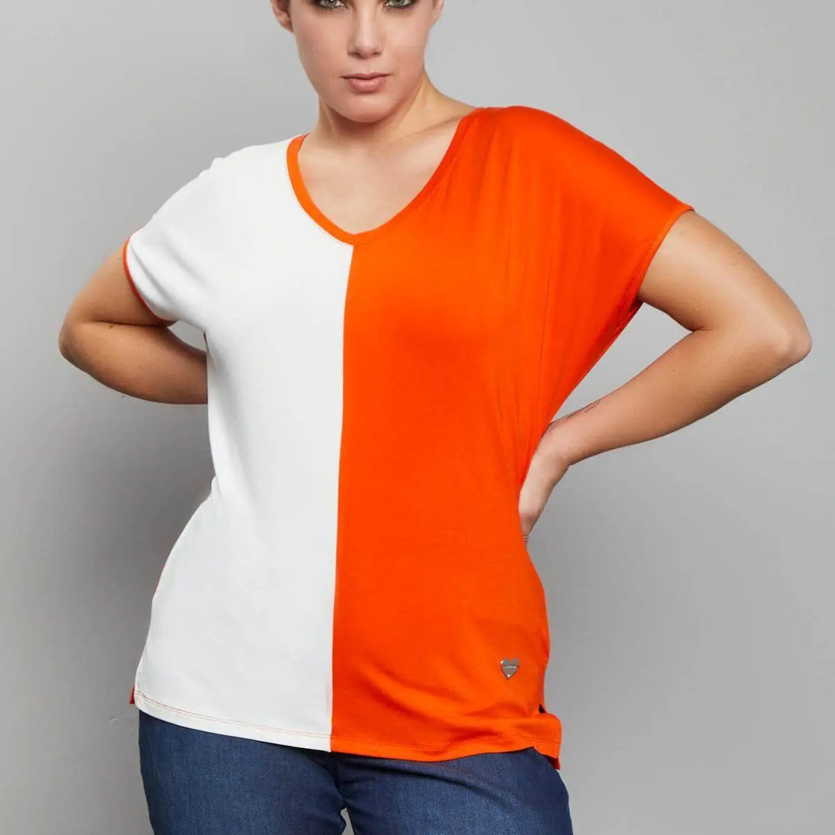 Maglia kimono bicolore ORANGE DORABELLA PIU' XL