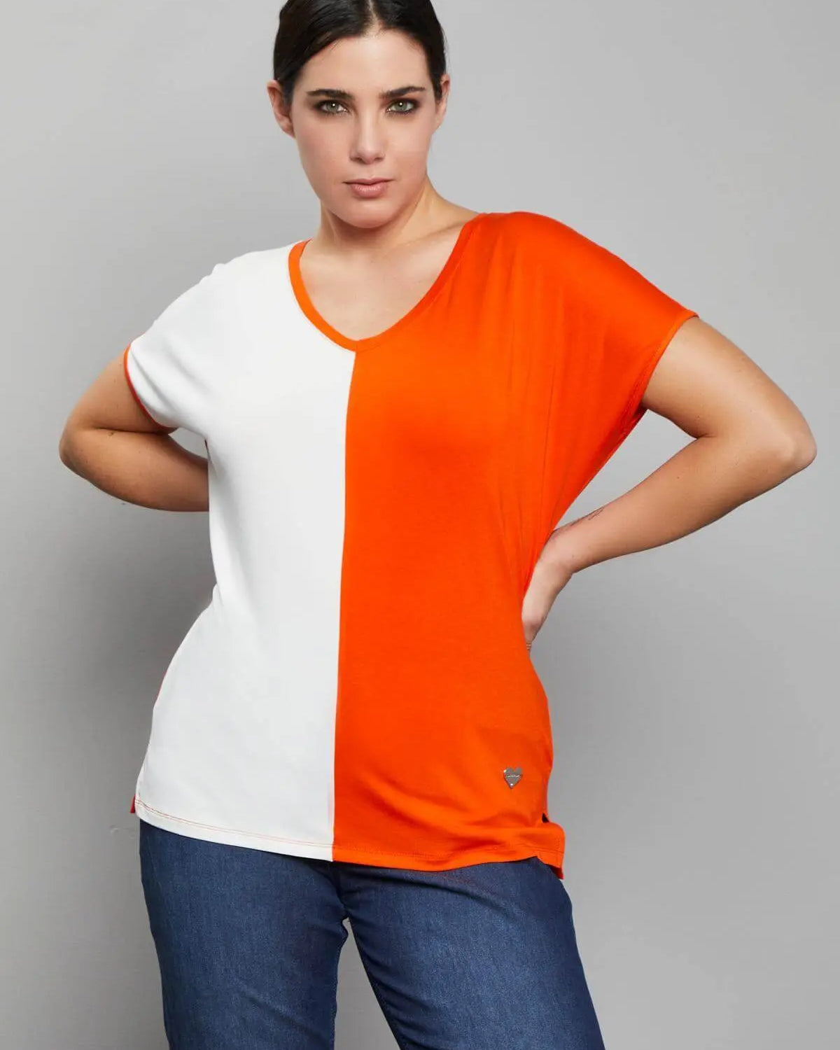 Maglia kimono bicolore ORANGE DORABELLA PIU' XL