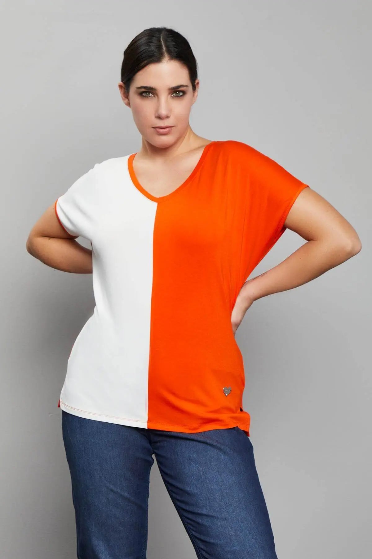 Maglia kimono bicolore ORANGE DORABELLA PIU' XL