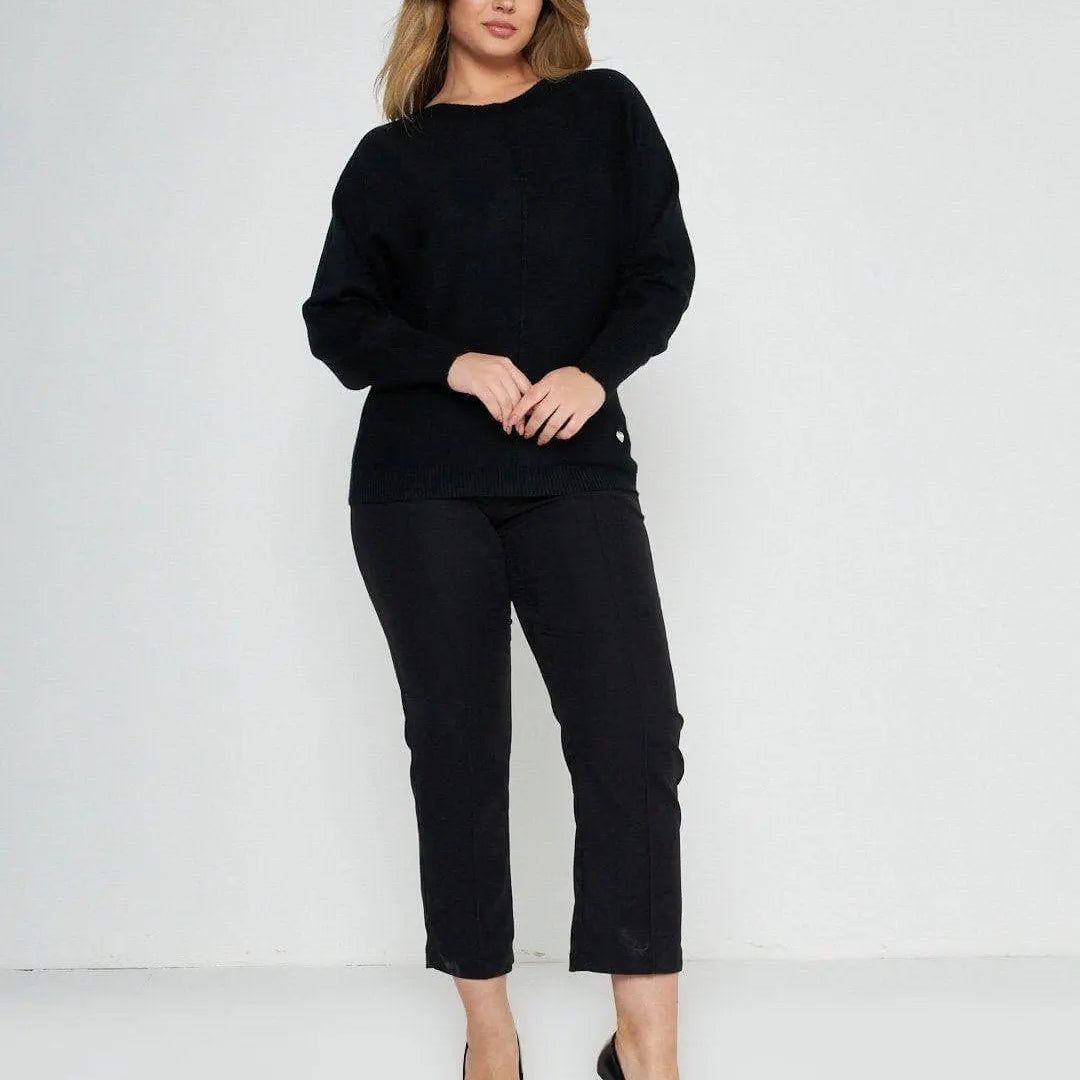 Maglia kimono con  gircollo costina NERO DORABELLA XXXL