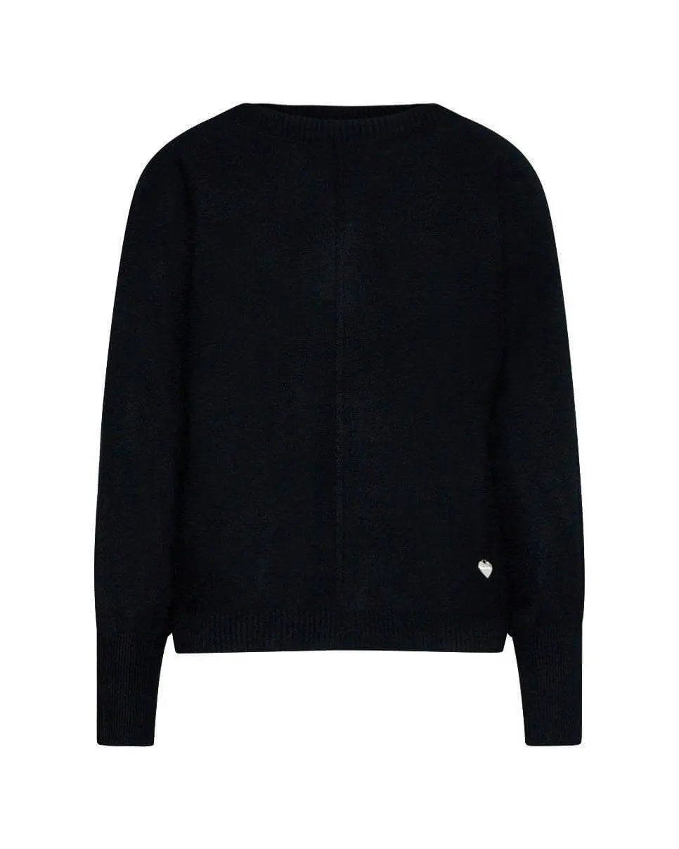 Maglia kimono con  gircollo costina NERO DORABELLA