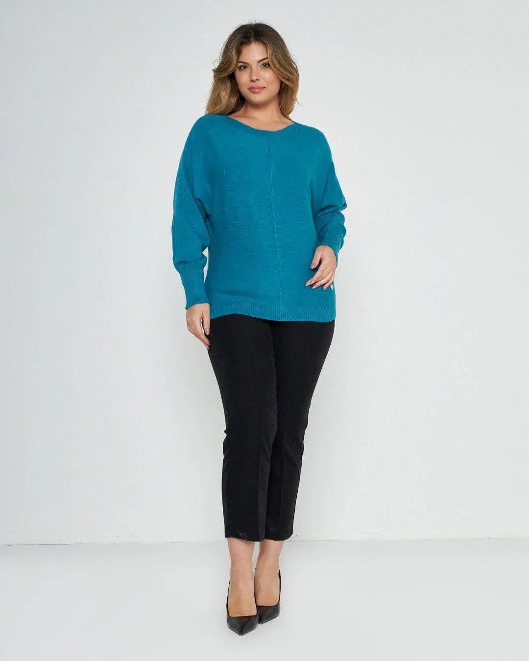 Maglia kimono con  gircollo costina PAVONE DORABELLA