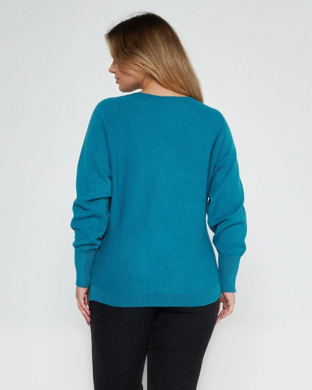 Maglia kimono con  gircollo costina PAVONE DORABELLA