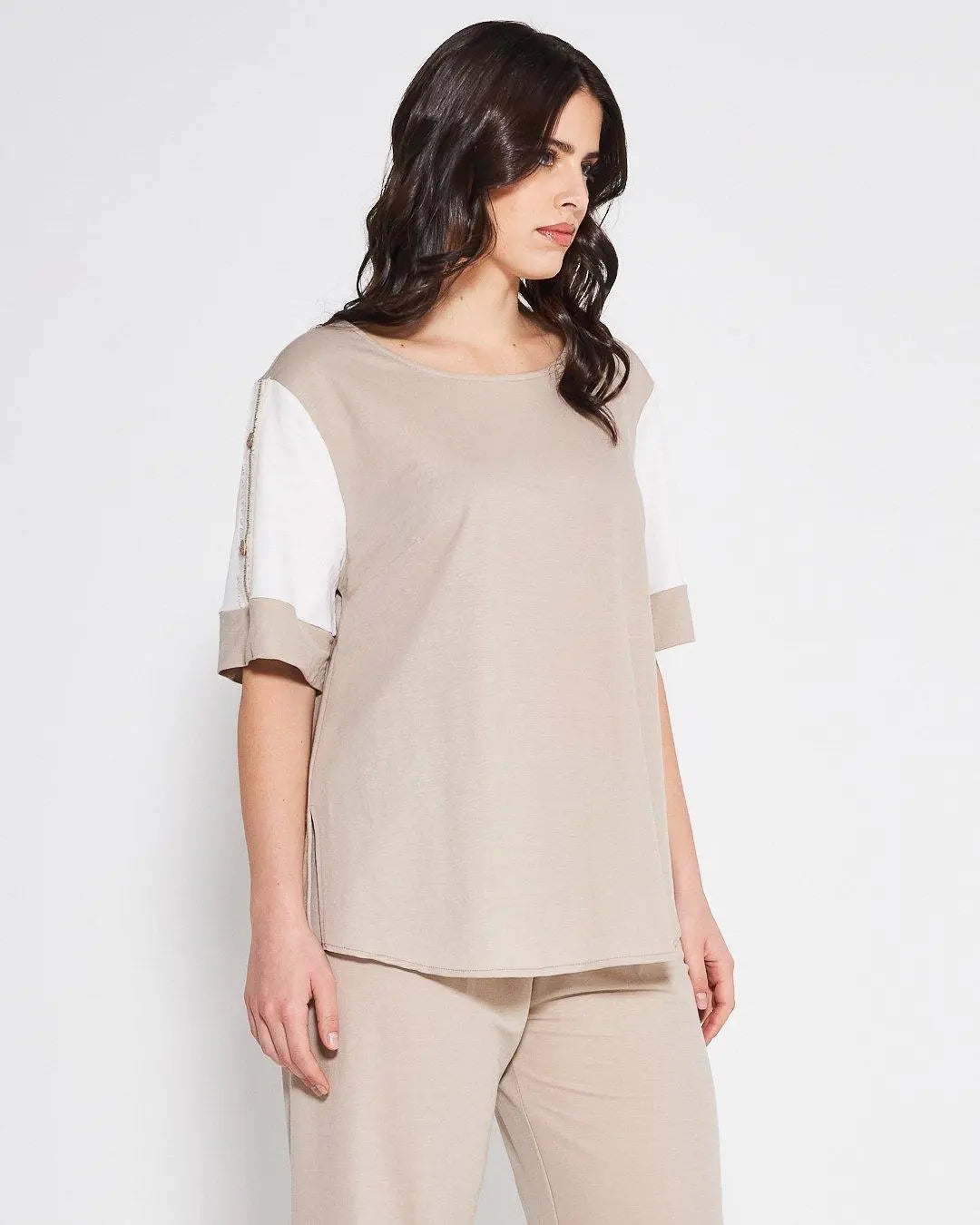 Maglia lino BEIGE DORABELLA PIU' 49
