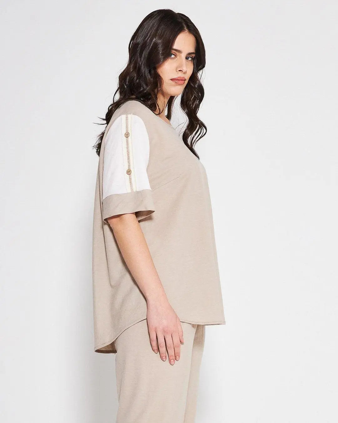 Maglia lino BEIGE DORABELLA PIU'