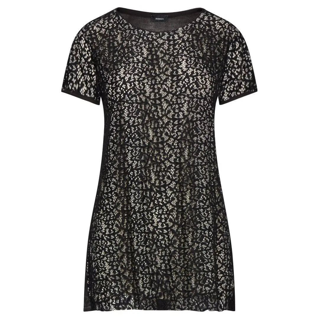 Maglia lunga in pizzo NERO IRONICA