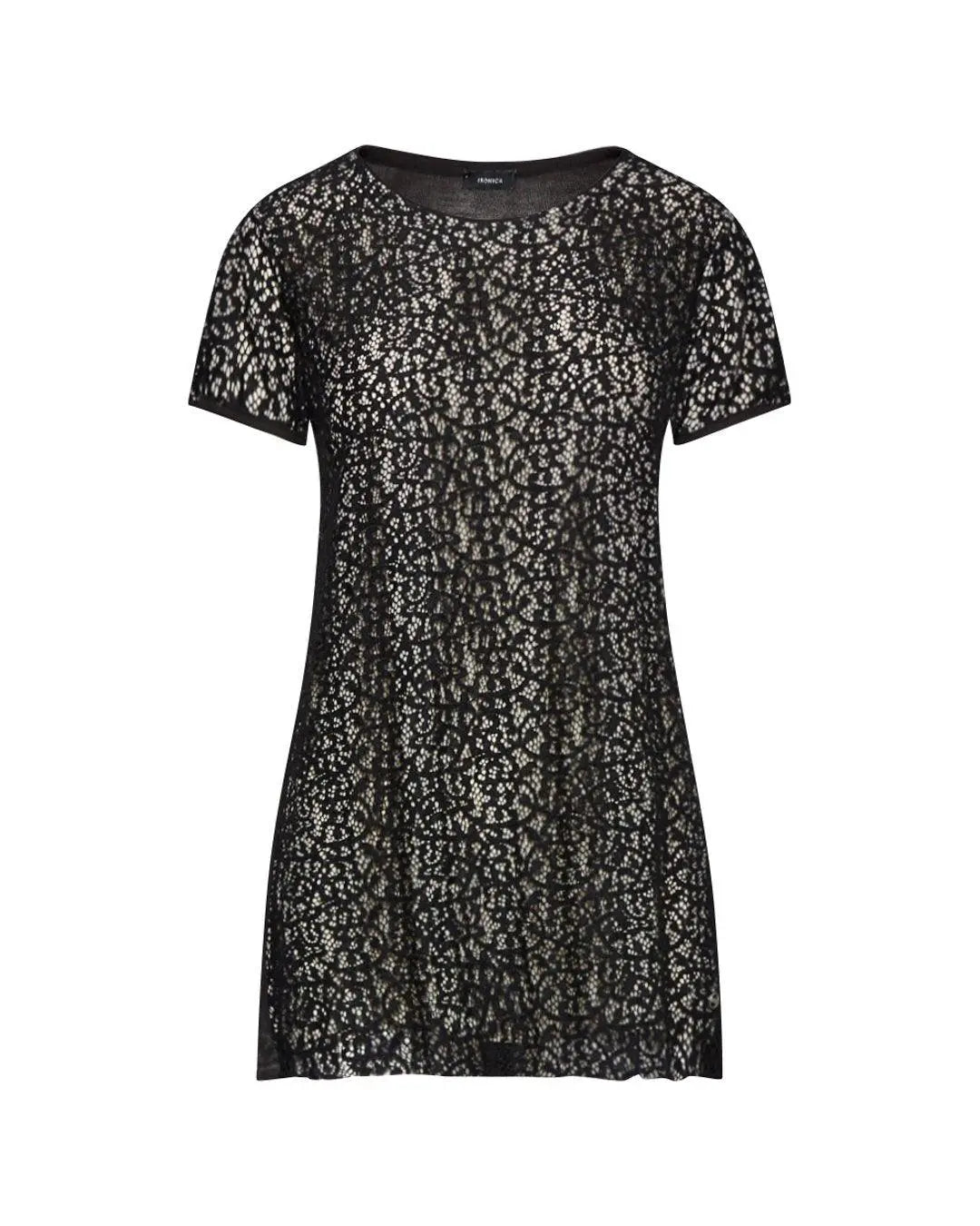 Maglia lunga in pizzo NERO IRONICA