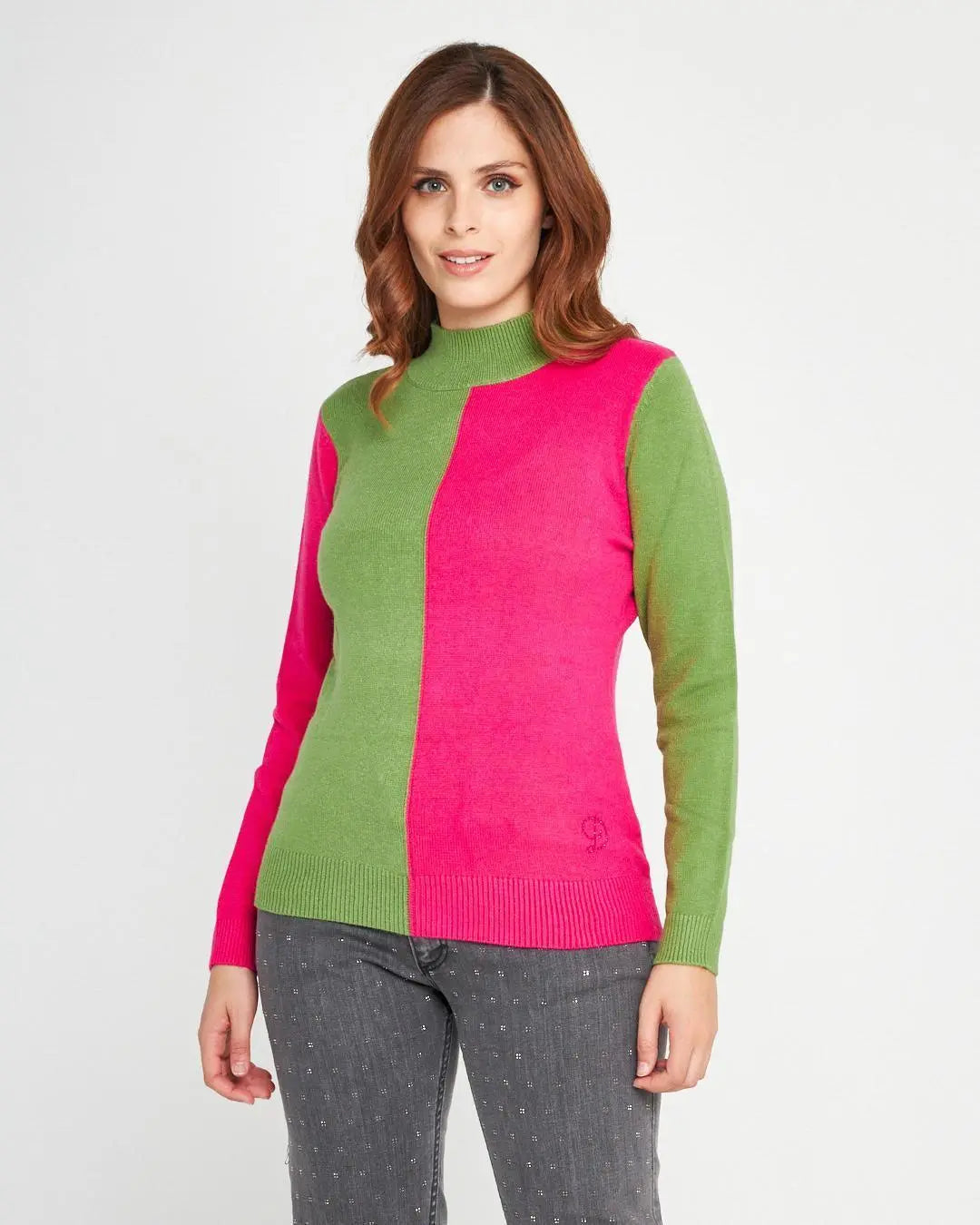 Maglia lupetto bicolore PISTACCHIO DORABELLA XL