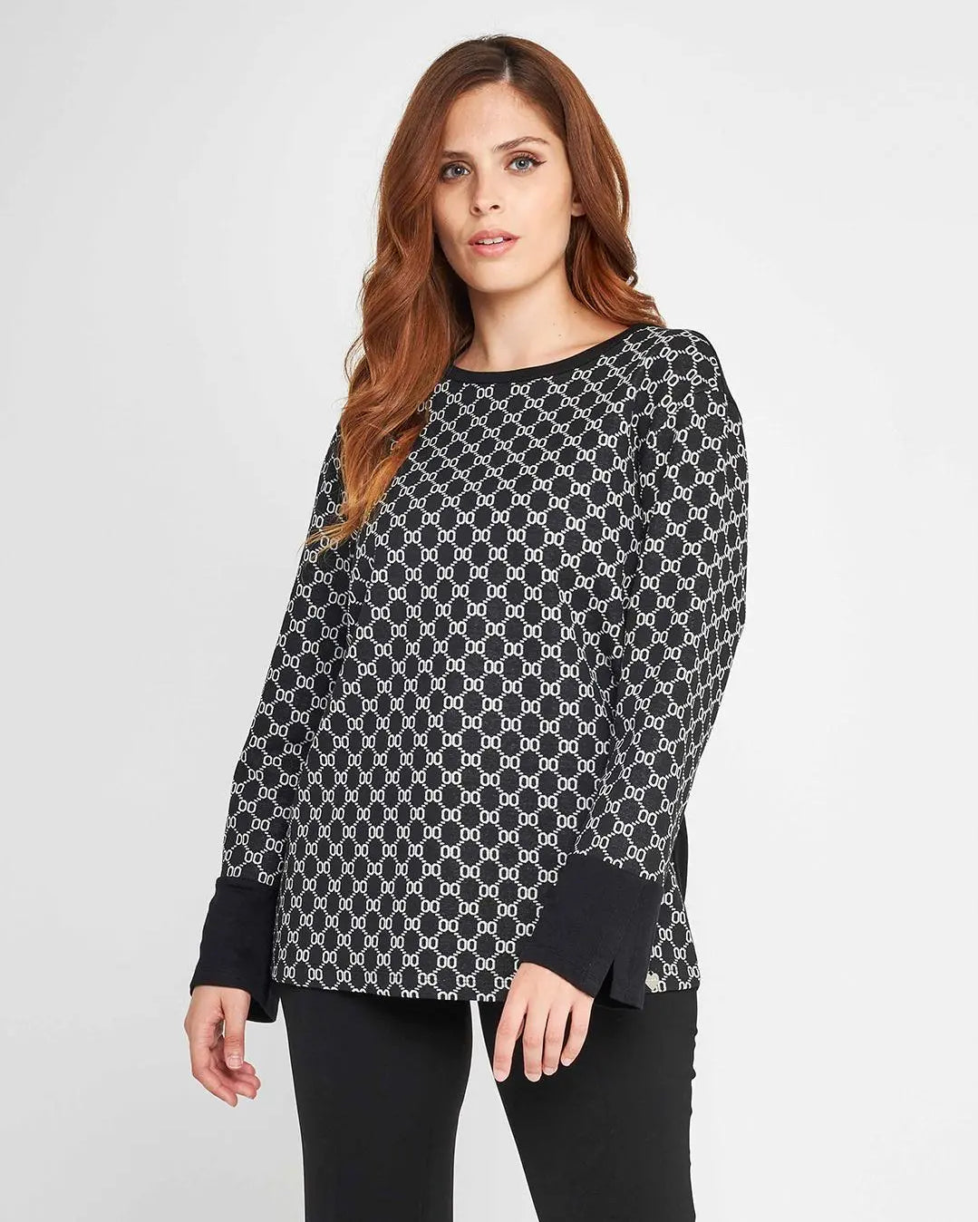 Maglia microfantasia BIANCO-NERO DORABELLA XXL