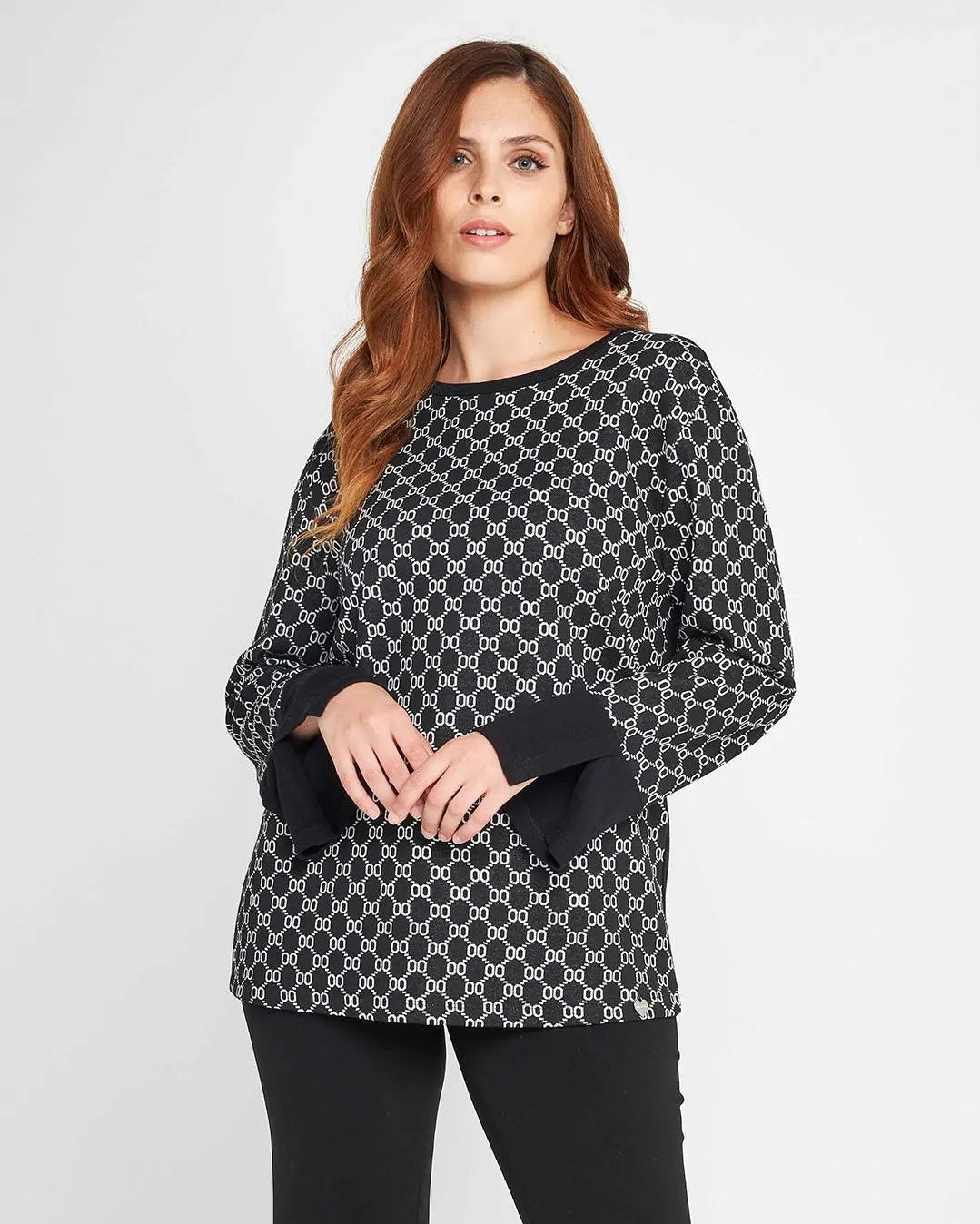 Maglia microfantasia BIANCO-NERO DORABELLA