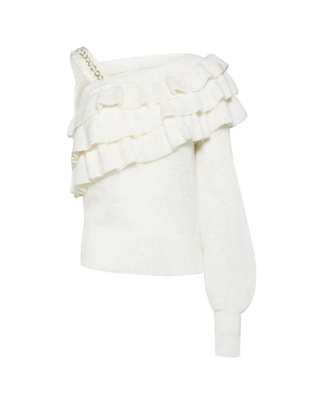 Maglia monospalla con perline ECRU IRONICA 3