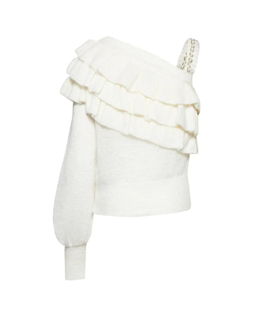 Maglia monospalla con perline ECRU IRONICA