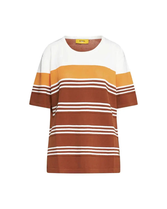 Maglia ottoman WHITE-BURNT CACAO DORABELLA PIU'