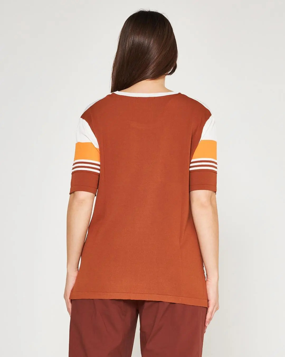 Maglia ottoman WHITE-BURNT CACAO DORABELLA PIU'