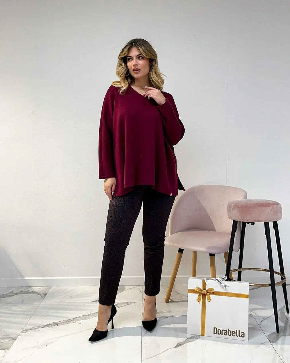 Maglia oversize BORDEAUX DORABELLA XL-2XL