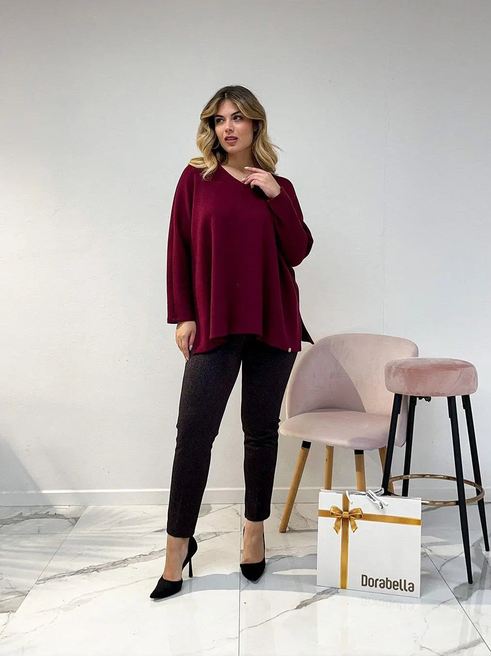 Maglia oversize BORDEAUX DORABELLA XL-2XL
