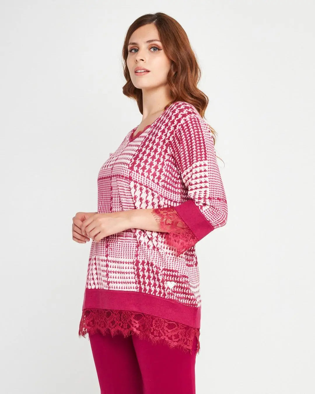 Maglia patchwork con stampa geometrica MAGENTA DORABELLA
