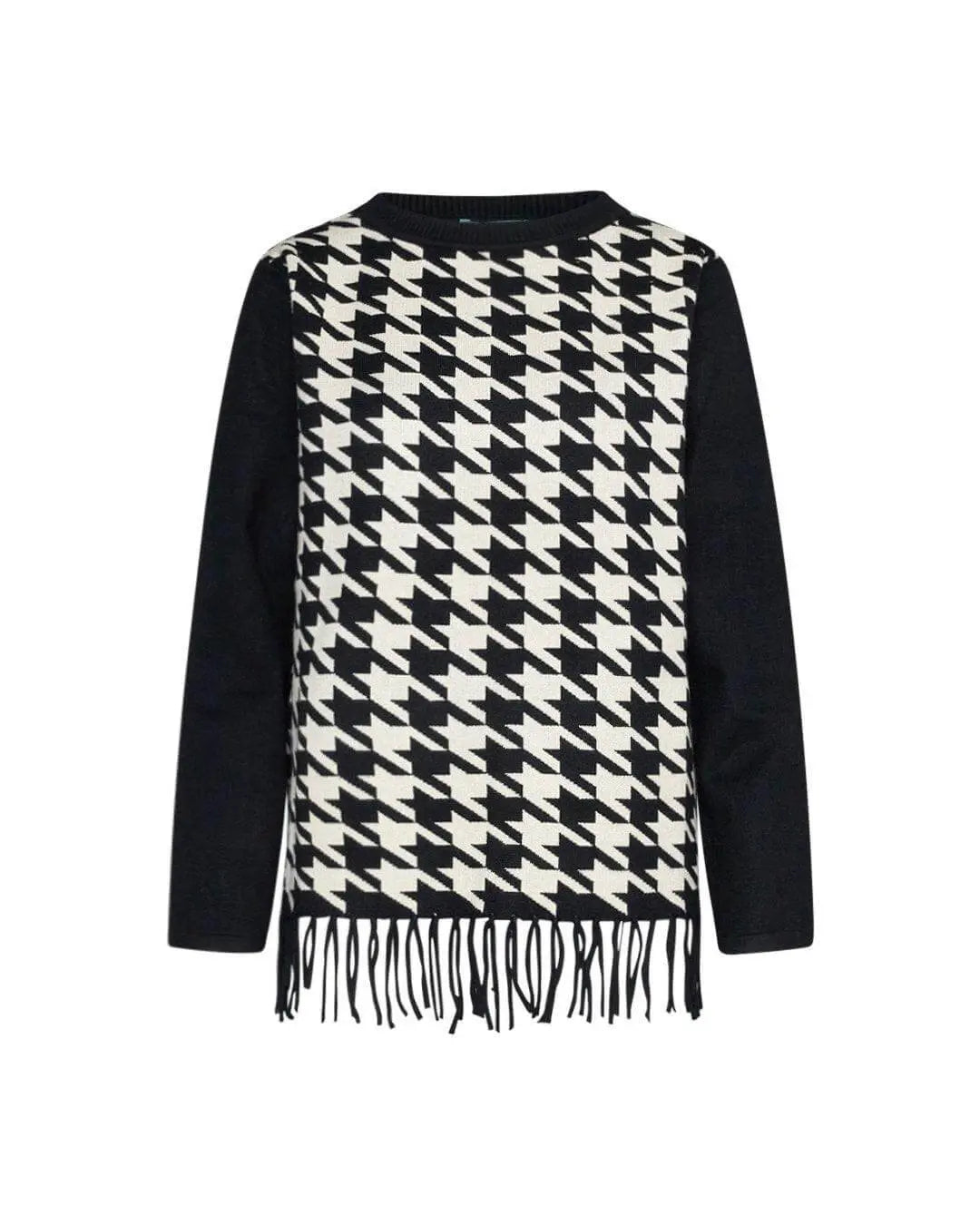 Maglia pied de poule con frange NERO DORABELLA