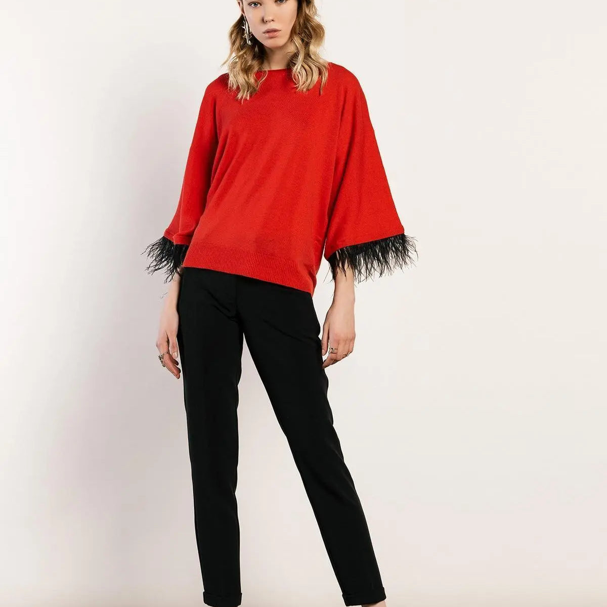 Maglia piume ROSSO IRONICA XL