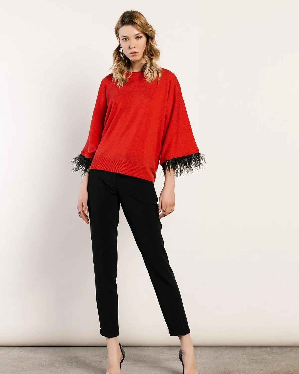 Maglia piume ROSSO IRONICA XL