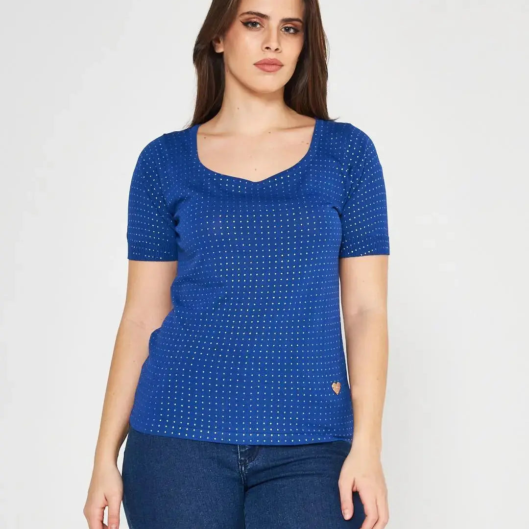 Maglia pois ROYAL BLUE DORABELLA XL