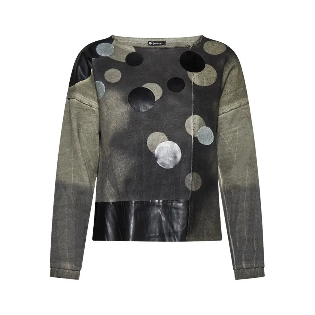 Maglia pois con dettagli in ecopelle VERDE IRONICA XXL