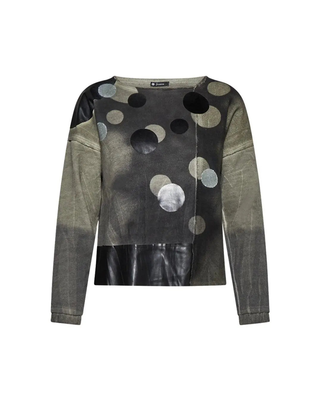 Maglia pois con dettagli in ecopelle VERDE IRONICA XXL