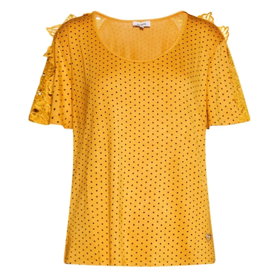 Maglia pois con macramé GIALLO DORABELLA PIU' XL