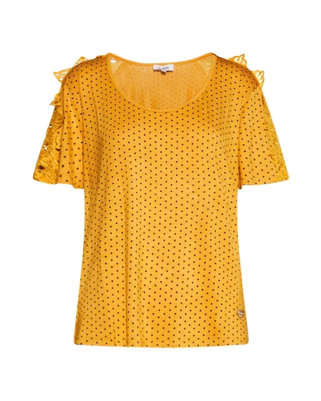 Maglia pois con macramé GIALLO DORABELLA PIU' XL