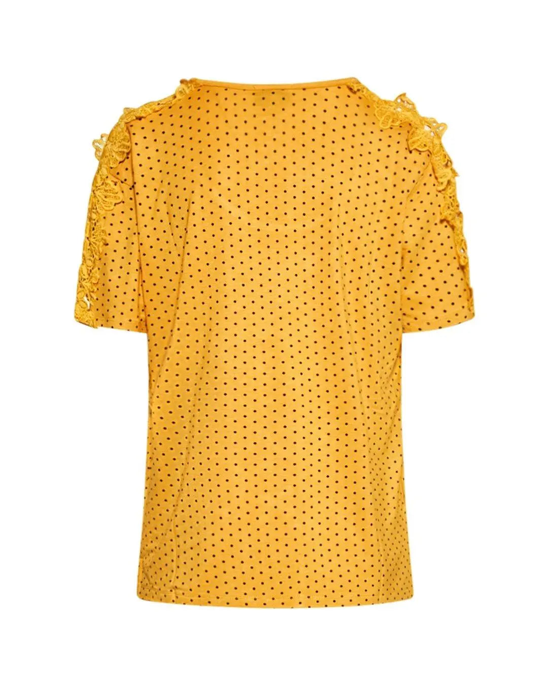 Maglia pois con macramé GIALLO DORABELLA PIU'