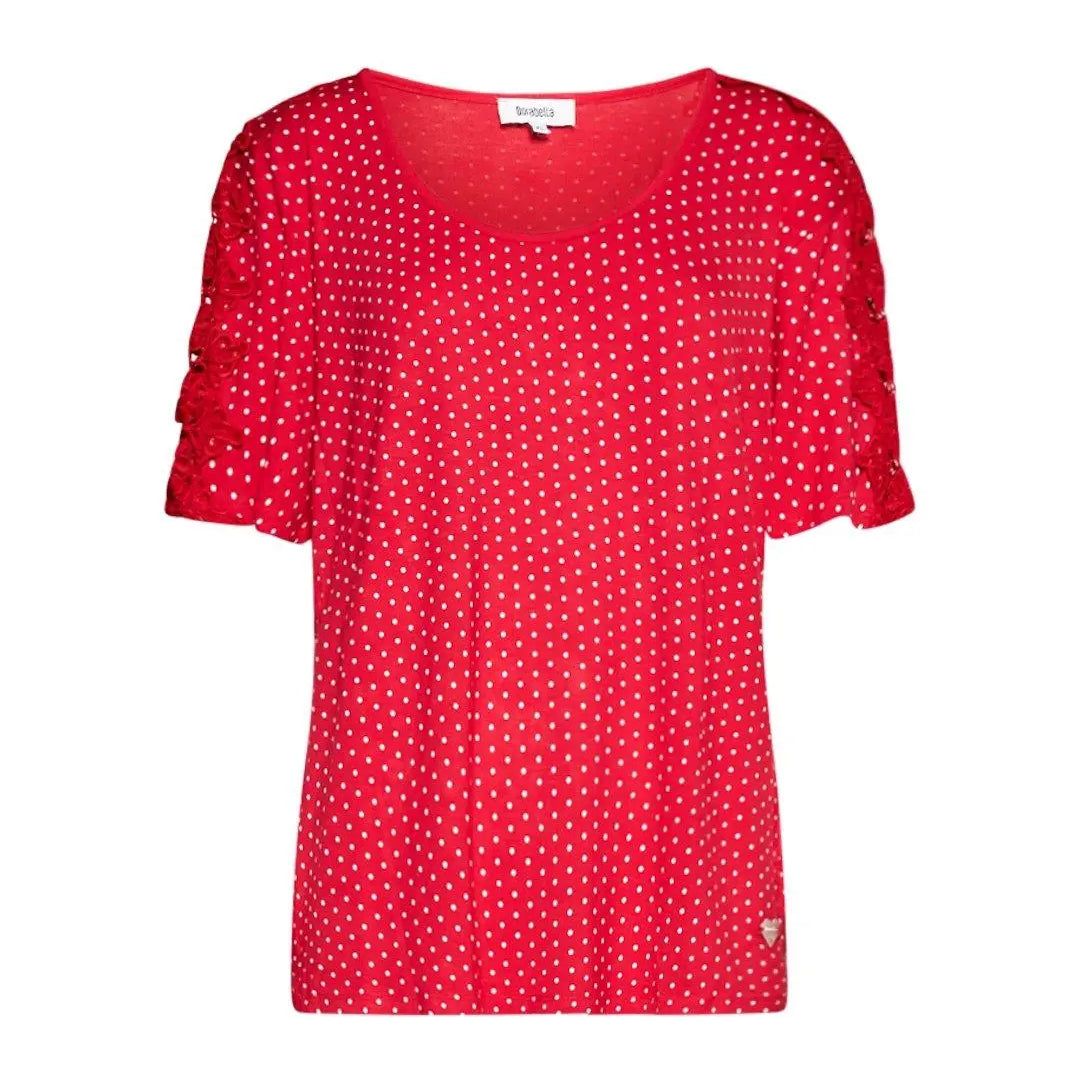 Maglia pois con macramé ROSSO DORABELLA PIU' XL