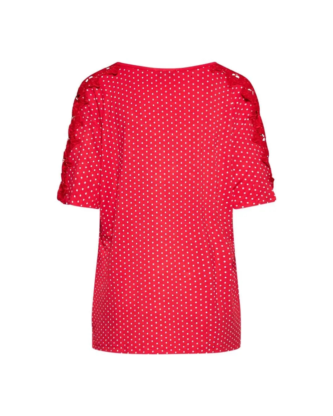 Maglia pois con macramé ROSSO DORABELLA PIU'