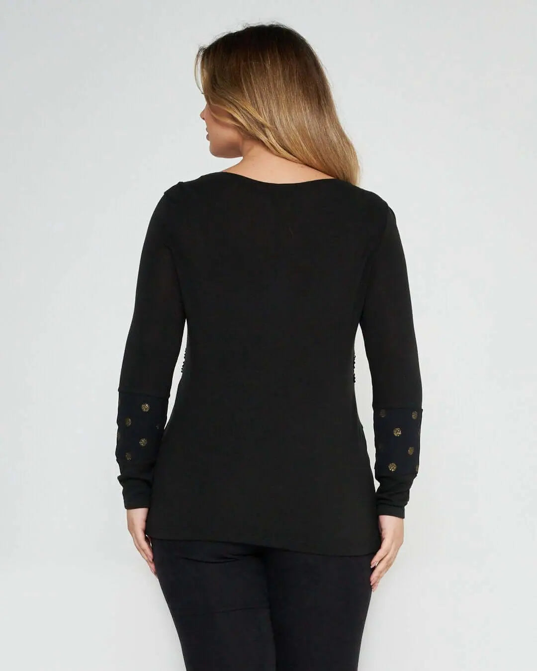 Maglia pois e paillettes NERO-ORO DORABELLA