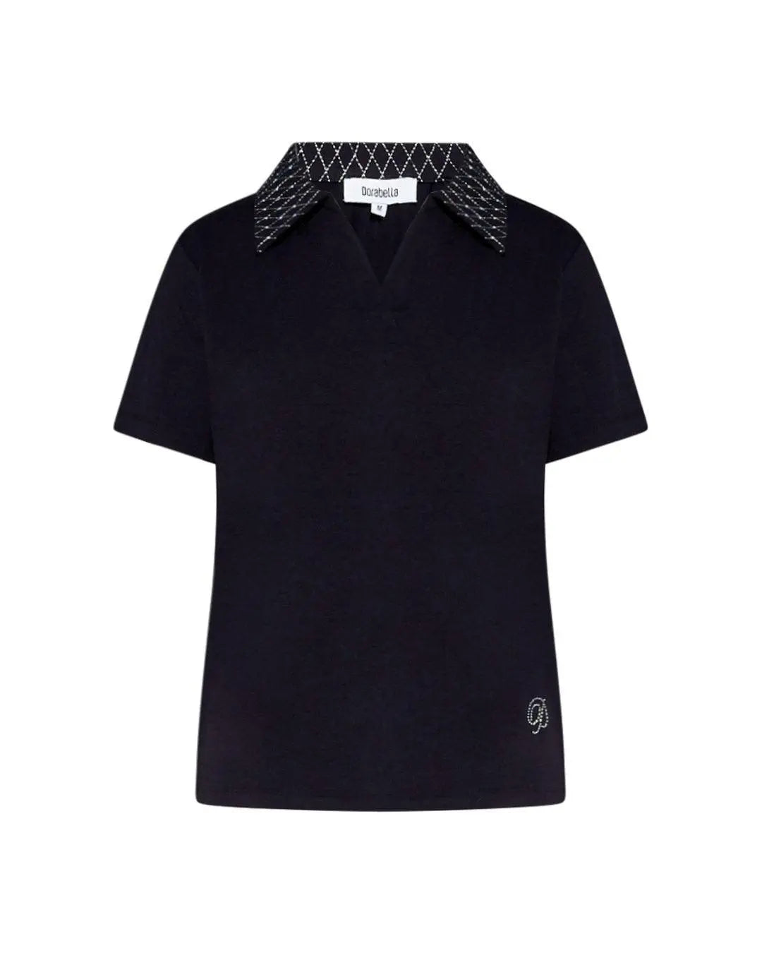 Maglia polo con dettagli strass BLU-NAVY DORABELLA PIU' XL