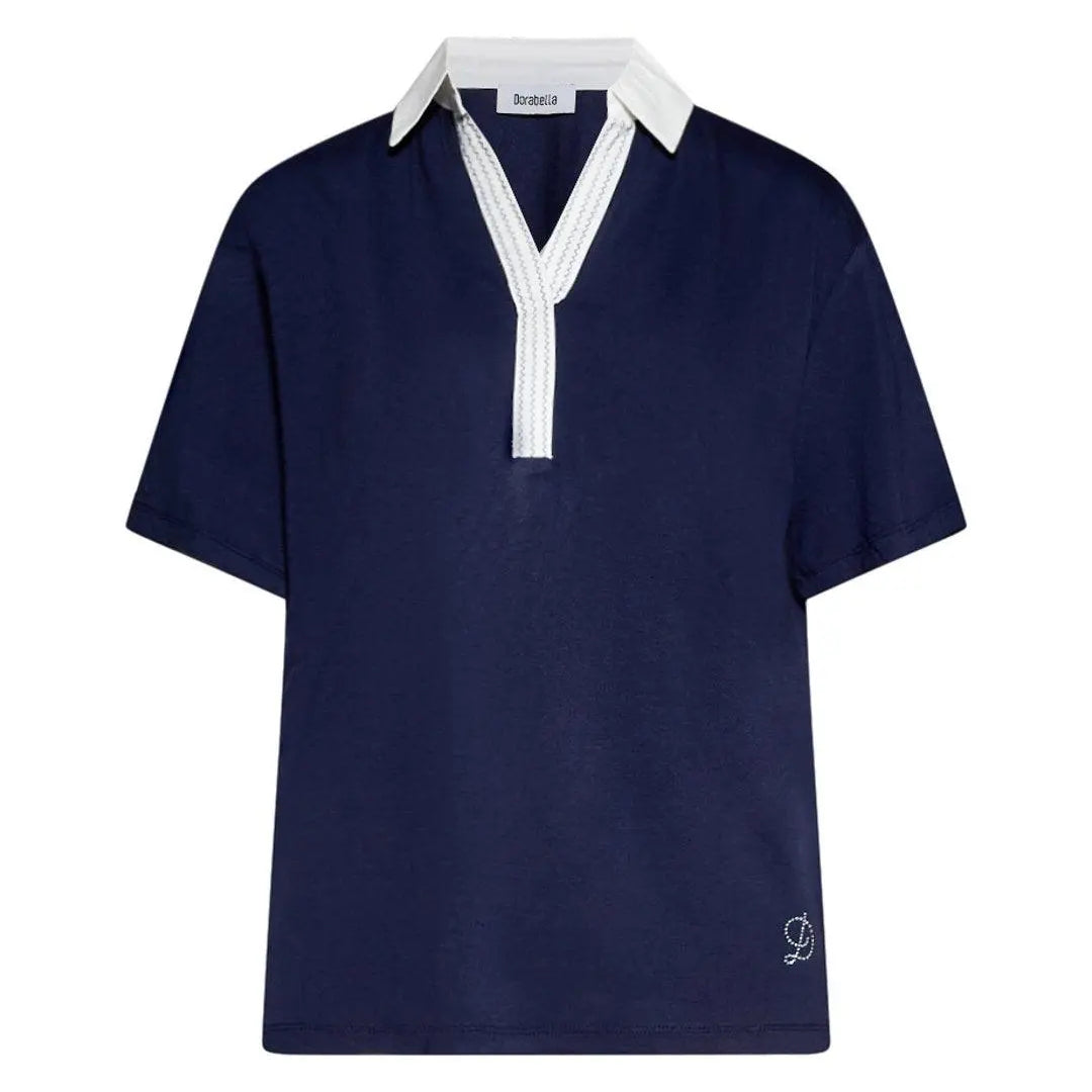 Maglia polo con ricamo BLUE NAVY DORABELLA PIU' XL