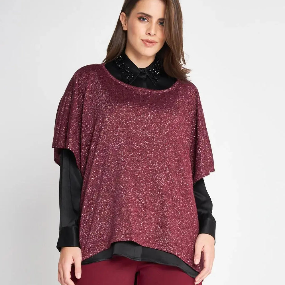 Maglia poncho BORDEAUX DORABELLA