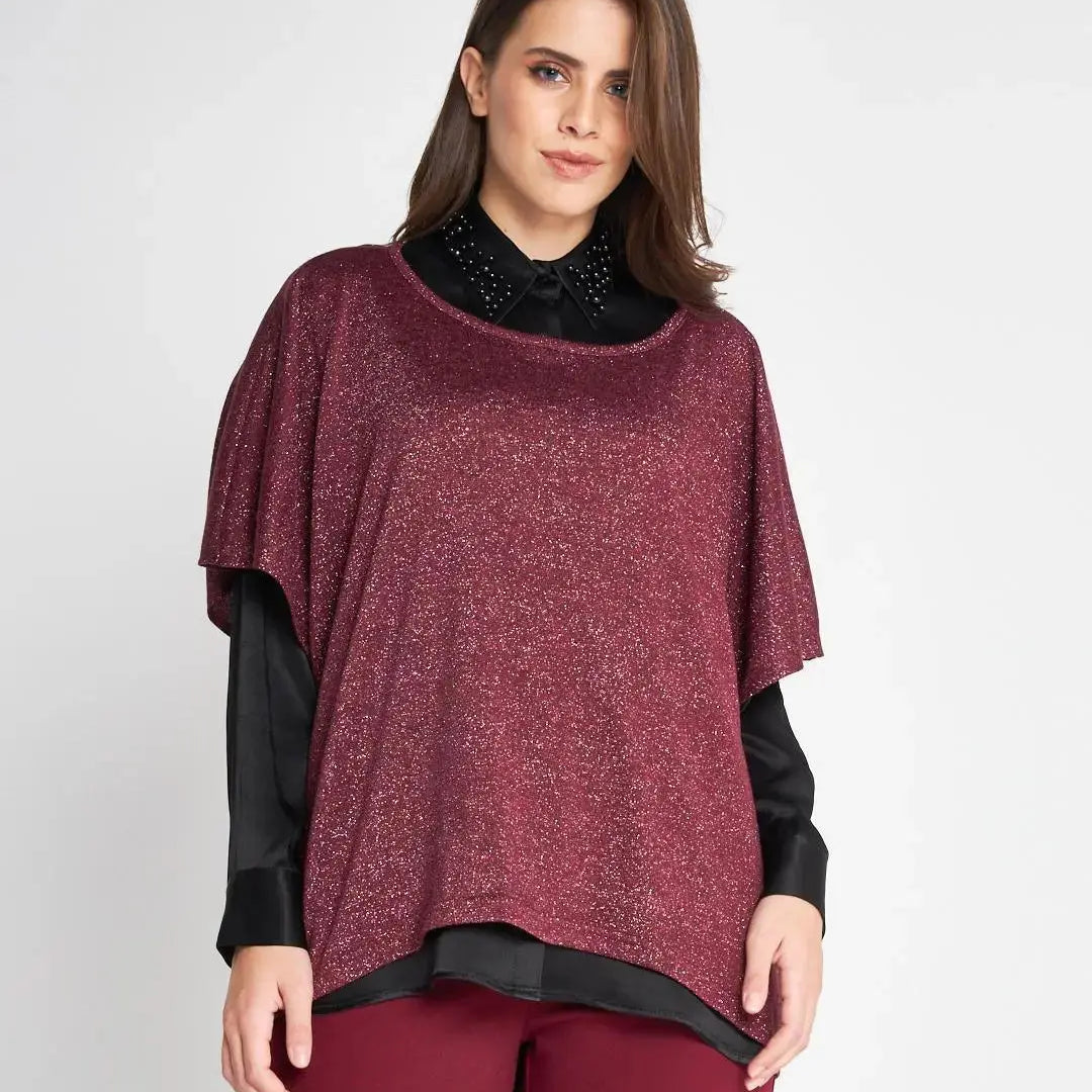 Maglia poncho BORDEAUX DORABELLA