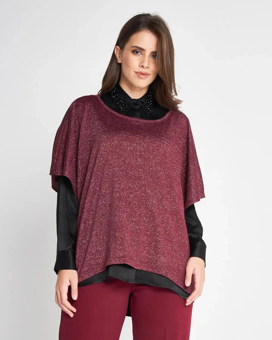 Maglia poncho BORDEAUX DORABELLA