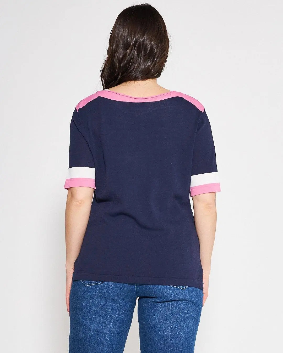 Maglia profili a contrasto BLUE NAVY DORABELLA PIU'