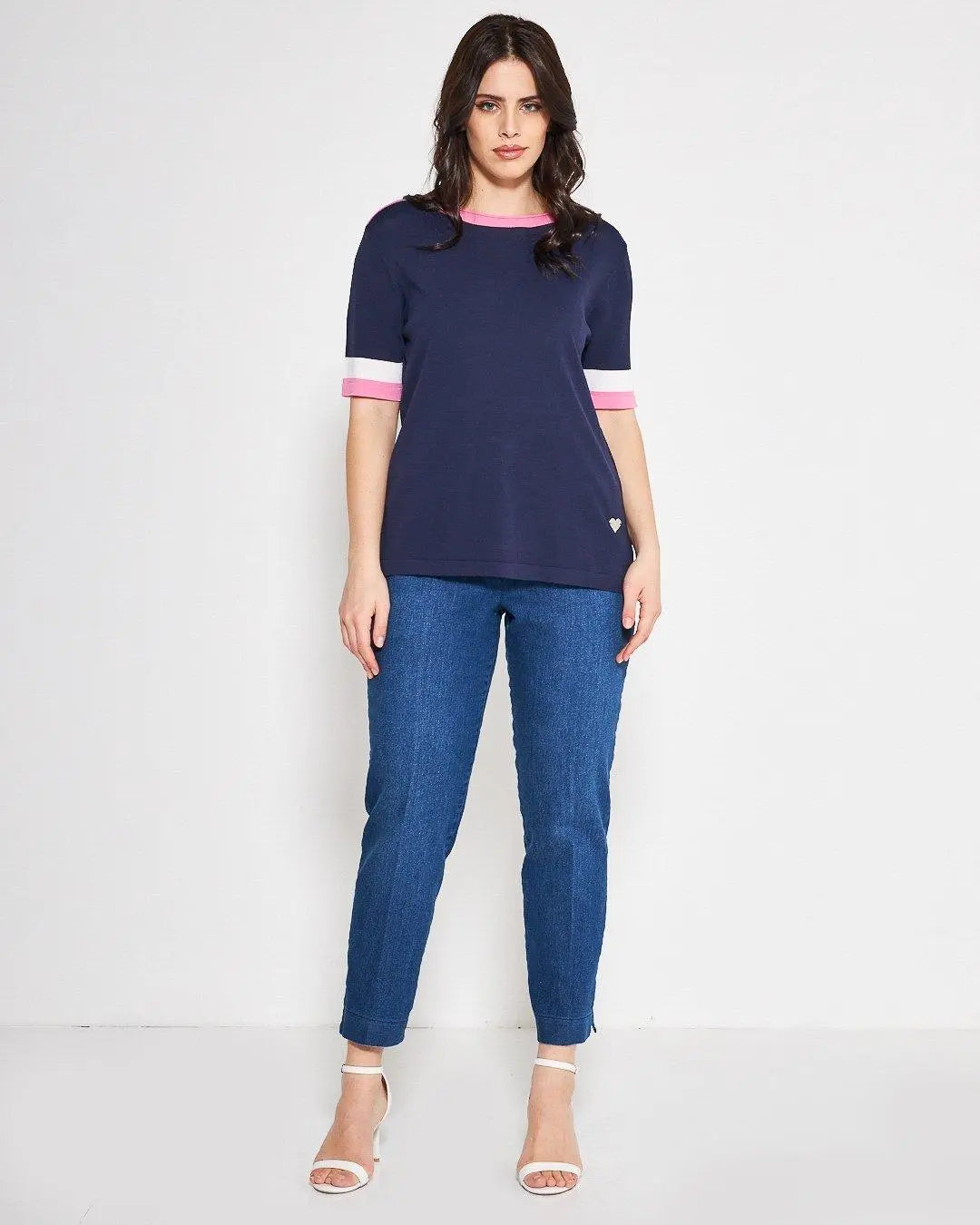 Maglia profili a contrasto BLUE NAVY DORABELLA PIU'