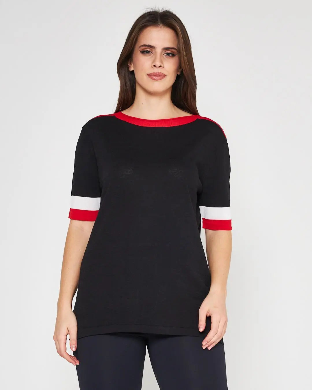 Maglia profili a contrasto NERO DORABELLA PIU' XXXL