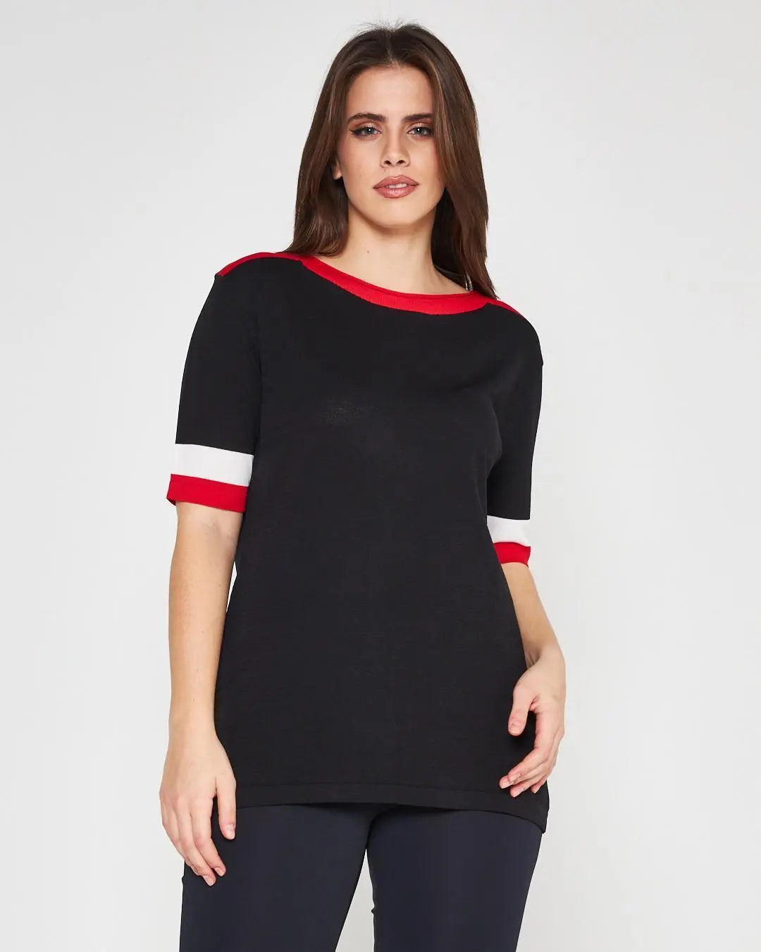 Maglia profili a contrasto NERO DORABELLA PIU'